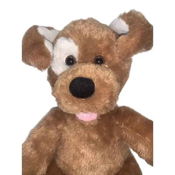 BAB Patches Brown Sugar Puppy Dog White Eye Patch 14" Pink Tongue Stuffed Animal - Picture 7 of 12